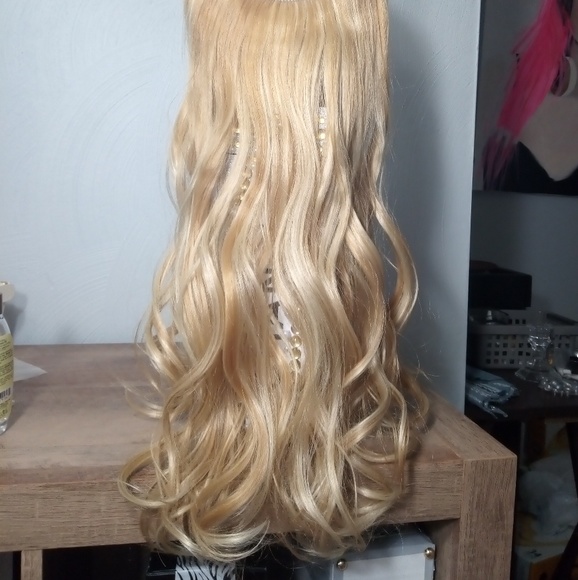 Elastic Natural Blonde Synthetic Human Hair Piece - Picture 6 of 7
